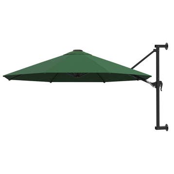 vidaXL Wandparasol met metalen paal 300 cm groen, Verzenden, Nieuw, 3 tot 4 meter, Muurparasol