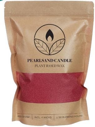 Kaarsenzand Pearl Sand Bordeaux inclusief 4 lonten 400 g, Hobby en Vrije tijd, Ophalen of Verzenden, Nieuw