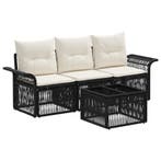 vidaXL Tuinbankenset 4 pcs Zwart poly rattan, Verzenden, Nieuw, 4 zitplaatsen