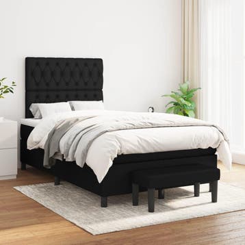 vidaXL Boxspring met matras stof zwart 120x200 cm, Verzenden, Zwart, Nieuw, Twijfelaar