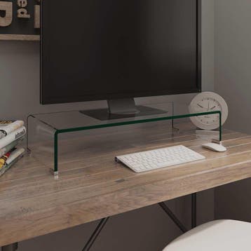 vidaXL Tv-meubel/monitorverhoger transparant 70x30x13 cm, Verzenden, Nieuw, Glas, Minder dan 100 cm