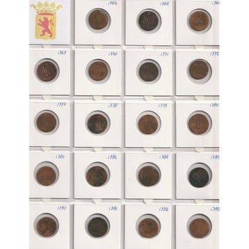 VOC - Holland. V.O.C. Duiten 1764 t/m 1793 (lot van 19