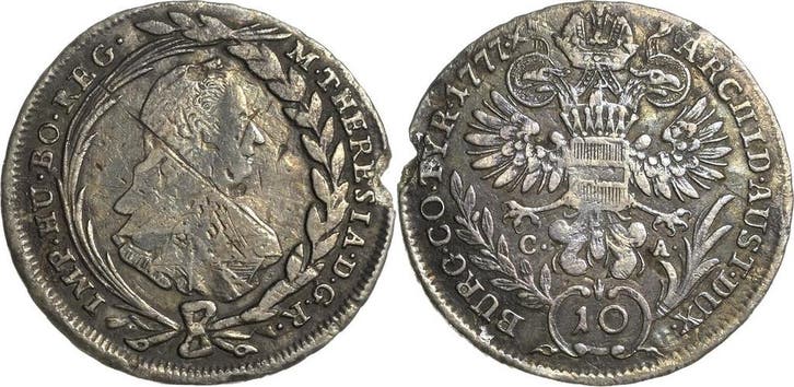 10 Kreuzer 1777, Habsburg Maria Theresia 1740-1780, Postzegels en Munten, Munten | Europa | Niet-Euromunten, Verzenden
