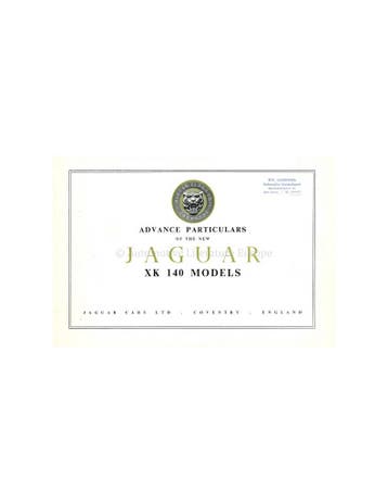 1953 JAGUAR XK 140 BROCHURE ENGELS, Nieuw, Author