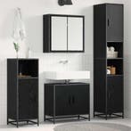 vidaXL Badkamermeubelset met plank 3 pcs Zwart Eiken Bewerkt, Huis en Inrichting, Badkamer | Badkamermeubels, Verzenden, Nieuw