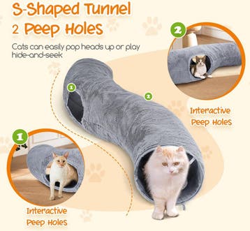 Kattentunnel - Kattenspeelgoed - Kattenspeeltjes - Grijs - N, Verzenden, Zo goed als nieuw