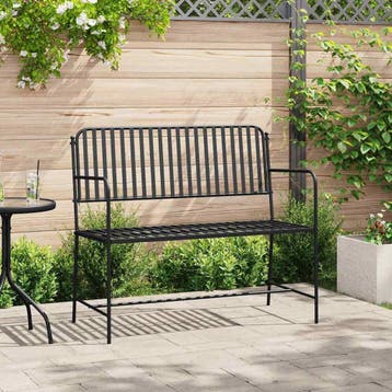 vidaXL Tuinbank 2 -Seater 103,5 x 51,5 x 90 cm Staal Zwart, Verzenden, Nieuw, Metaal