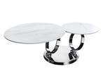 Salontafel DANCING RINGS 80-135 cm, draaibaar, met chromen, Ophalen of Verzenden, Nieuw