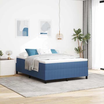 vidaXL Platform bedframe Blauw 140 x 200 cm Katoen Stof, Stof, Verzenden, Blauw, Nieuw