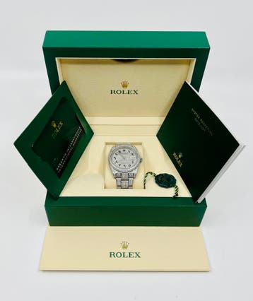 Rolex Datejust 41 - Arab - New 126300 - Iced Out - Diamonds, Staal, Polshorloge, Nieuw, Rolex