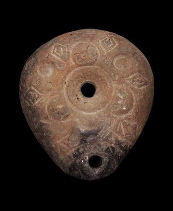 Oud-Egyptisch Terracotta - Egyptische olielamp - Froglamp -