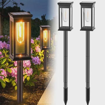 2-Pack Tuinverlichting op Zonne-energie - Waterdichte Buiten, Verzenden, Nieuw