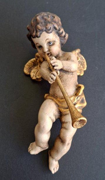 Beeldje - Engel Putte ca. 19cm - Hout