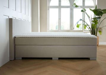 ACTIE! Boxspring Nantes 160 200 Beige, Verzenden, Beige, 200 cm, Modern