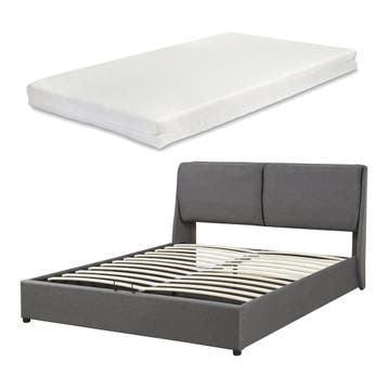 Tweepersoonsbed Lunner met matras 200x160 cm donkergrijs [en, Verzenden, Nieuw