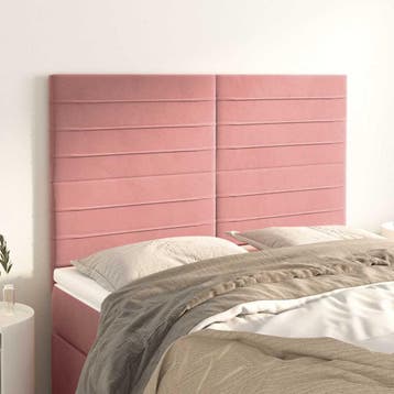 vidaXL Hoofdbord roze 144x5x118/128 cm fluweel, Verzenden, Nieuw, Stof