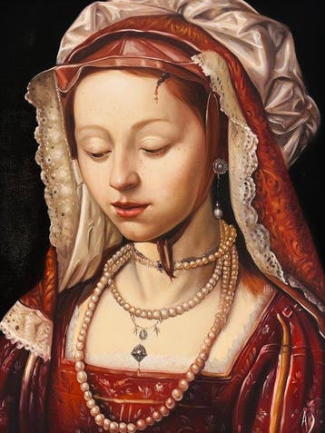 Anne Dias (1985) - (No Reserve - 100% hand painted) Lady, Antiek en Kunst, Kunst | Schilderijen | Modern