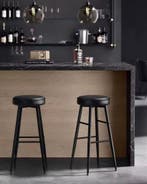 Set van 2 barkrukken – kunstleer, staal en zithoogte 76 cm, 2 krukken, Verzenden, Nieuw, Leer