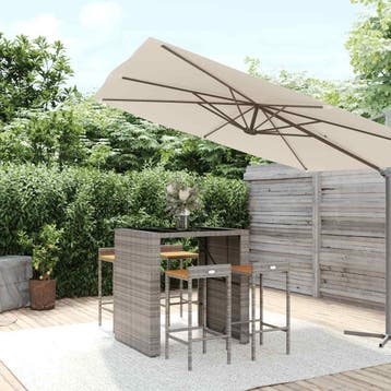 vidaXL 5-delige Tuinbarset poly rattan en massief acaciahout, Verzenden, Nieuw, 4 zitplaatsen