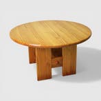 Massief grenen salontafel jaren 70, Huis en Inrichting, Tafels | Salontafels, Gebruikt, 50 tot 100 cm, Rond, Grenenhout