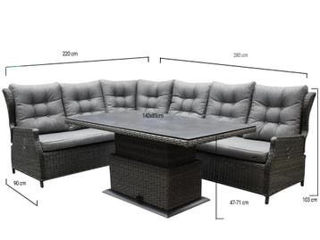 Ibiza premium dining verstelbare hoek loungeset 5 delig, Tuin en Terras, Tuinsets en Loungesets, Ophalen of Verzenden, Nieuw, Wicker