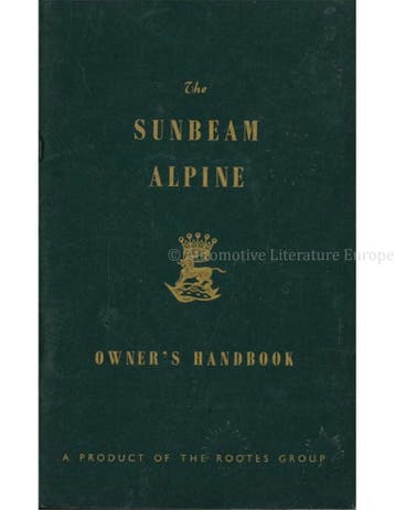 1959 SUNBEAM ALPINE SERIE I INSTRUCTIEBOEKJE ENGELS, Auto diversen