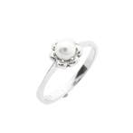 Witgouden ring met parel, Gebruikt, Overige kleuren, Ophalen of Verzenden, 17 tot 18