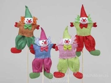 Clowntjes vrolijk gekleurd 14 cm 4 stuks, Ophalen of Verzenden, Nieuw