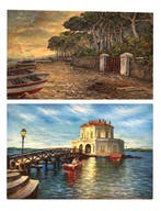 Scuola Italiana (XX), firmati L. Raia e A. Aypra - Marine, Antiek en Kunst, Kunst | Schilderijen | Klassiek