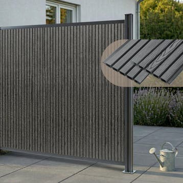 WPC schutting Grassano uitbreidingsset met paal 185x175 cm g, Tuin en Terras, Verzenden, Nieuw