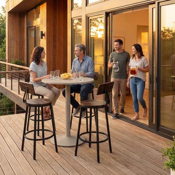 Barkrukken Poole - Industrieel hout donker, rustiek, Huis en Inrichting, Verzenden, Nieuw