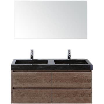 Dante Badmeubelset 120 cm - Tabacco - Wastafel Hardsteen Wit, Ophalen of Verzenden, Nieuw
