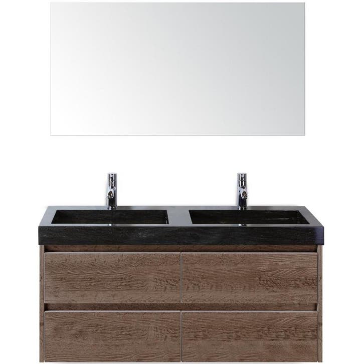 Dante Badmeubelset 120 cm - Tabacco - Wastafel Hardsteen Wit, Huis en Inrichting, Badkamer | Badkamermeubels, Nieuw, Ophalen of Verzenden