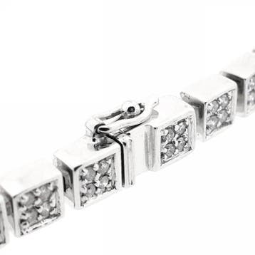 Witgouden schakel armband met diamant; 0,68 ct., Gebruikt, Ophalen of Verzenden, Met edelsteen, Goud