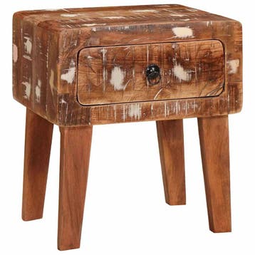 vidaXL Bijzettafel Bruin 40 x 32 x 46 cm Massief Gerecycled, Verzenden, Nieuw, 45 tot 60 cm