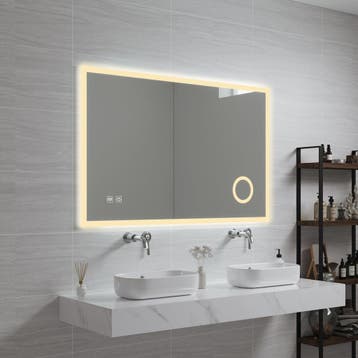 [pro.tec] Spiegel Scafa met LED verlichting 70x100x3 cm wit, Huis en Inrichting, Woonaccessoires | Spiegels, Verzenden, Nieuw