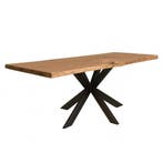 Live edge acacia boomstamtafels incl. spinpoot, 100 tot 150 cm, Ophalen of Verzenden, Vijf personen of meer, Rechthoekig