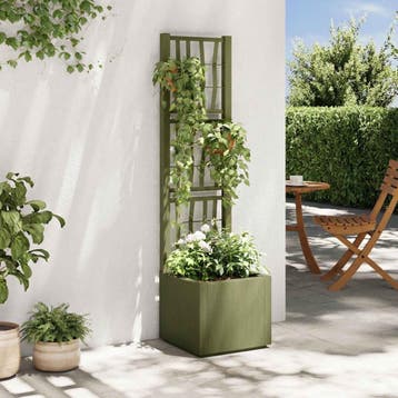 vidaXL Tuinbloembak met klimrek Groen 36 x 36 x 140 cm PP, Tuin en Terras, Verzenden, Nieuw, Minder dan 60 cm, 60 cm of meer