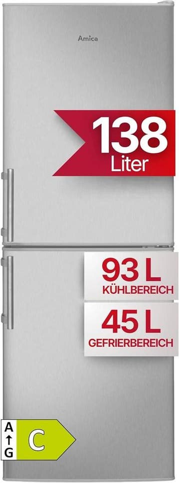 Amica AKG3845E - Koelvriescombinatie - 148 cm - 138L - RVS, Ophalen of Verzenden, Nieuw