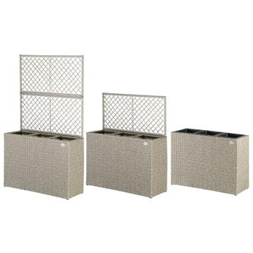 Polyrattan Bloembak met Latwerk Crème (Plantenbakken), Verzenden, Nieuw