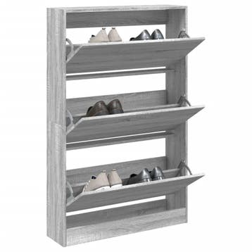 vidaXL Schoenenkast 80x21x125,5 cm bewerkt hout grijs sonoma, Verzenden, Nieuw