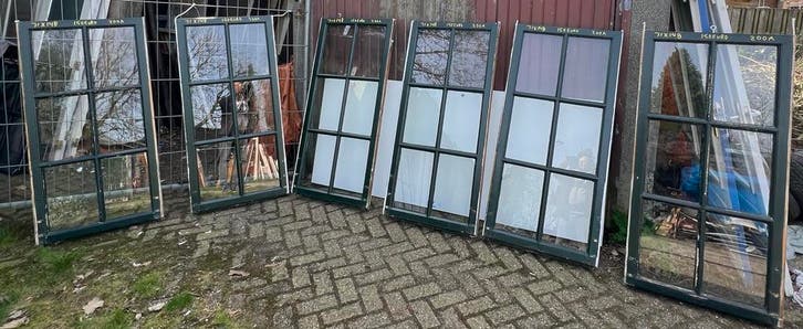 300 nieuwe - oude ramen dubbelglas enkel glas oud glas roede, Doe-het-zelf en Verbouw, Glas en Ramen, Gevelraam of Ruit, Gebruikt