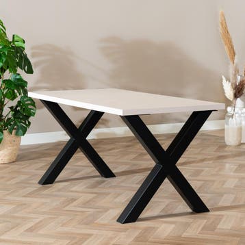 50% Korting: Eettafel Bodo melamine beige 160 x 80 cm, Huis en Inrichting, Tafels | Eettafels, Ophalen, Zo goed als nieuw, Rechthoekig