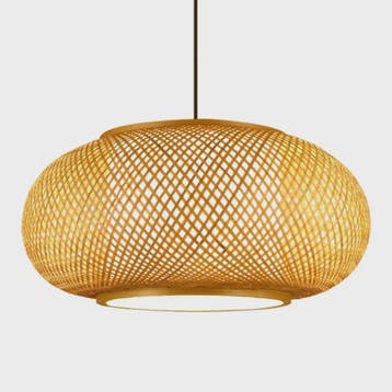 Bamboe Hanglamp Natuurlijk Rotan - Handgeweven, E27 Fitting,, Verzenden, Nieuw