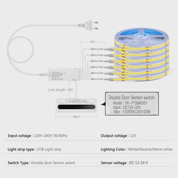 Slimme COB LED Strip met Dubbele Deursensor - Automatisch Aa, Verzenden, Nieuw