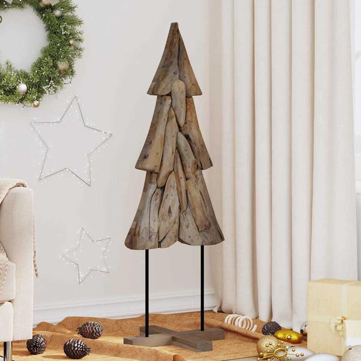 vidaXL Kerstboom met standaard Bruin 121 cm Massief teakhout, Diversen, Kerst, Nieuw, Verzenden