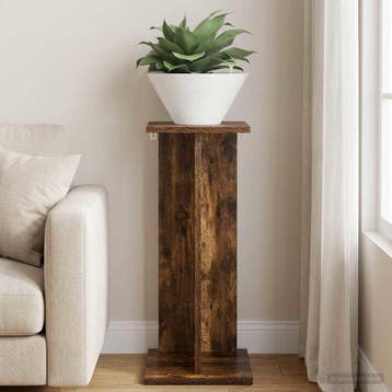 vidaXL Plantenstandaard Gerookt eiken 25 x 25,5 x 60,5 cm, Verzenden, Nieuw