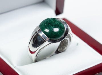 Zonder minimumprijs - Ring - 925 zilver - nefriet, Nieuw