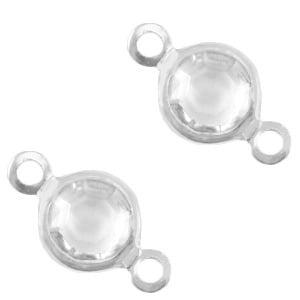 2 x Bedels DQ metaal tussenstuk crystal glas rond 6mm Sil..., Ophalen of Verzenden, Nieuw, Tussenstuk of Tussenkraal
