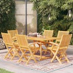 vidaXL 7-delige Tuinset massief teakhout, Tuin en Terras, Tuinsets en Loungesets, Verzenden, 6 zitplaatsen, Nieuw, Tuinset